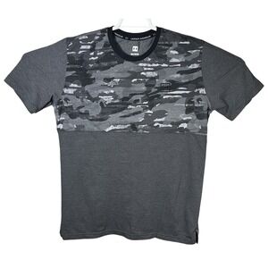 Under Armour Shirt Mens Medium Gray Camo Athletic Gym Workout Crew Neck Tee Logo